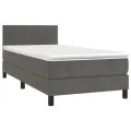 cadre de lit et matelas Gris foncé 80x200 cm Velours