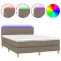 cadre de lit avec matelas LED Taupe 140x200 cm Tissu
