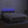cadre de lit avec matelas LED Taupe 140x200 cm Tissu