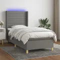 cadre de lit matelas LED Gris foncé 90x190cm Tissu