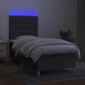 cadre de lit et matelas et LED Gris foncé 90x190 cm