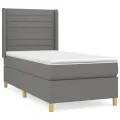 cadre de lit avec matelas Gris foncé 90x200 cm Tissu