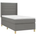 cadre de lit avec matelas Gris foncé 90x200 cm Tissu