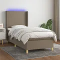 cadre de lit matelas et LED Taupe 90x190 cm Tissu