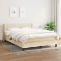 cadre de lit avec matelas Crème 140x200 cm Tissu