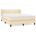 cadre de lit avec matelas Crème 140x200 cm Tissu