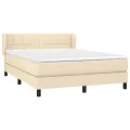 cadre de lit avec matelas Crème 140x200 cm Tissu