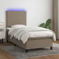cadre de lit et matelas et LED Taupe 90x190 cm Tissu