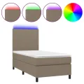 cadre de lit et matelas et LED Taupe 90x190 cm Tissu
