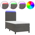 cadre de lit avec matelas et LED Gris foncé 90x190cm