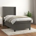 cadre de lit et matelas Gris foncé 90x190 cm Velours