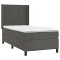 cadre de lit et matelas Gris foncé 90x190 cm Velours