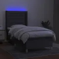 cadre de lit matelas LED Gris foncé 90x200cm Tissu