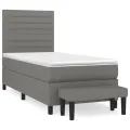 cadre de lit et matelas Gris foncé 90x190 cm Tissu