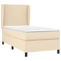 cadre de lit et matelas Crème 90x190 cm Tissu