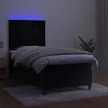 cadre de lit avec matelas LED Noir 90x200 cm Velours