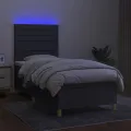 cadre de lit et matelas et LED Gris foncé 90x200cm