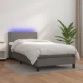 cadre de lit et matelas LED Gris 90x190cm Similicuir