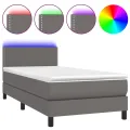 cadre de lit et matelas LED Gris 90x190cm Similicuir