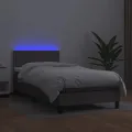 cadre de lit et matelas LED Gris 90x190cm Similicuir