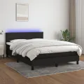 cadre de lit avec matelas LED Noir 140x200 cm Tissu