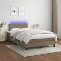 cadre de lit avec matelas LED Taupe 120x200 cm Tissu