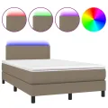 cadre de lit avec matelas LED Taupe 120x200 cm Tissu