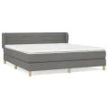 cadre de lit avec matelas Gris foncé 180x200cm Tissu