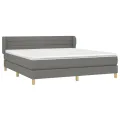 cadre de lit avec matelas Gris foncé 180x200cm Tissu
