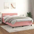 cadre de lit avec matelas Rose 140x200 cm Velours