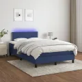 cadre de lit avec matelas LED Bleu 120x200 cm Tissu