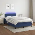 cadre de lit avec matelas LED Bleu 120x200 cm Tissu