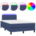 cadre de lit avec matelas LED Bleu 120x200 cm Tissu