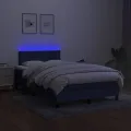 cadre de lit avec matelas LED Bleu 120x200 cm Tissu