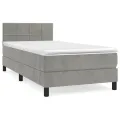cadre de lit et matelas Gris clair 90x190 cm Velours