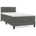 cadre de lit et matelas Gris foncé 90x190 cm Velours