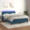 cadre de lit avec matelas LED Bleu foncé 140x190 cm