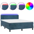 cadre de lit avec matelas LED Bleu foncé 140x190 cm