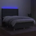 cadre de lit matelas LED Gris foncé 140x200 cm Tissu