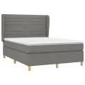 cadre de lit avec matelas Gris foncé 140x190cm Tissu