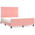 Cadre de lit avec tête de lit Rose 140x190 cm Velours