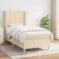 cadre de lit avec matelas Crème 80x200 cm Tissu