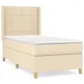cadre de lit avec matelas Crème 80x200 cm Tissu