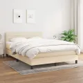 cadre de lit avec matelas Crème 140x200 cm Tissu