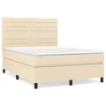 cadre de lit avec matelas Crème 140x200 cm Tissu