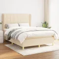cadre de lit avec matelas Crème 140x200 cm Tissu