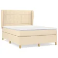cadre de lit avec matelas Crème 140x200 cm Tissu