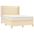 cadre de lit avec matelas Crème 140x200 cm Tissu