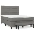 cadre de lit avec matelas Gris foncé 140x200cm Tissu
