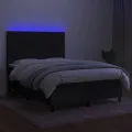 cadre de lit et matelas et LED Noir 140x190 cm Tissu